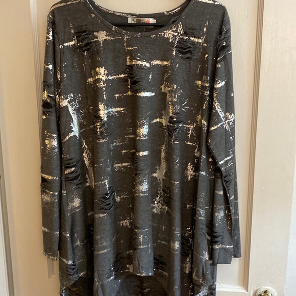 Tops - Distressed India Boutique Tunic Top NWT